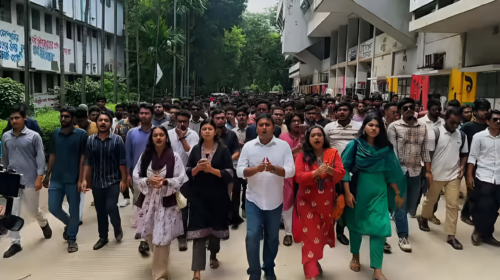 শেখ হাসিনার ‘উসকানি’র প্রতিবাদে ঢাবি ছাত্রদলের বিক্ষোভ